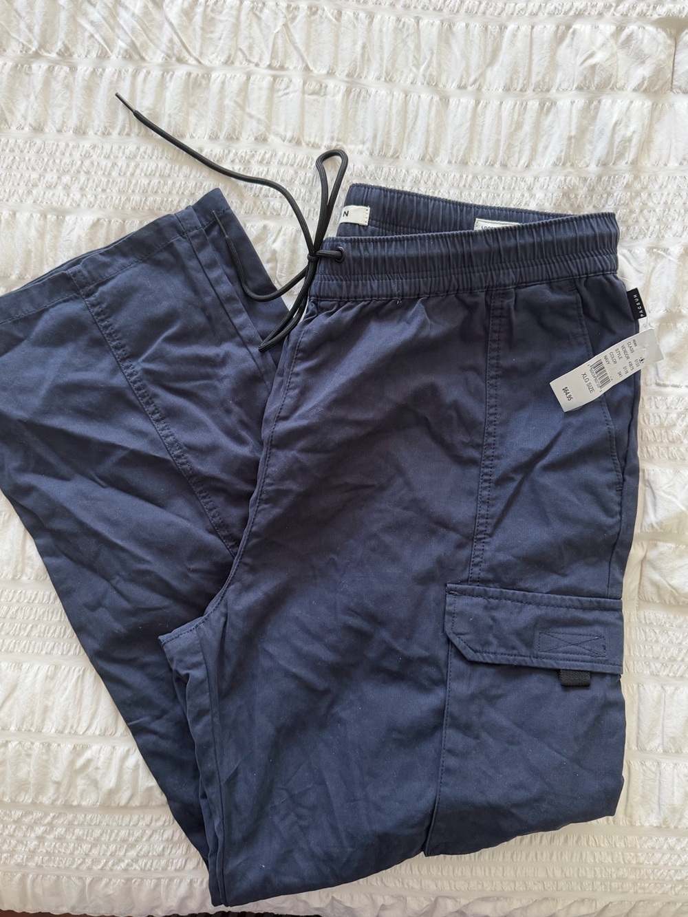Pacsun Men's Navy Cargo Jogger Pants - Elastic Waist, Drawstring
